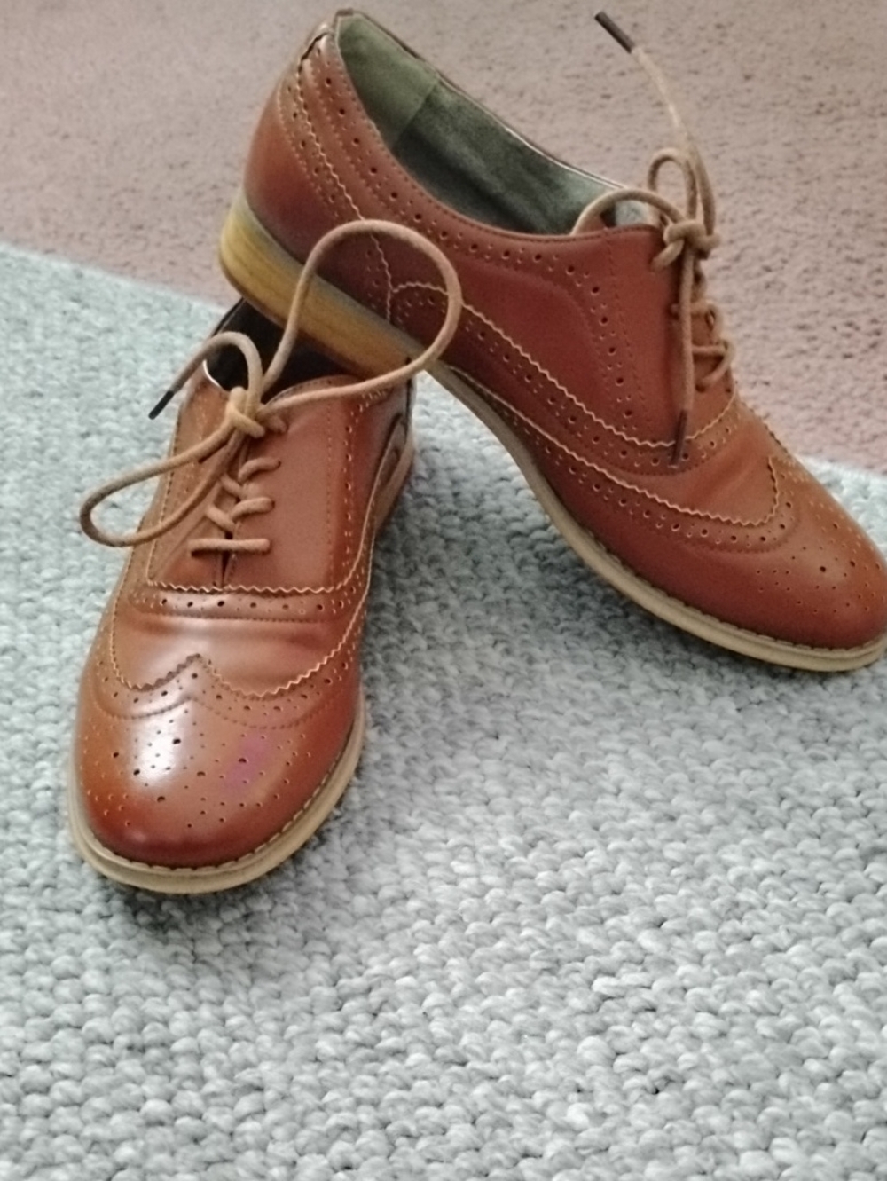 Classic Women's Brown Leather Wingtip Oxfords/Open To Offers